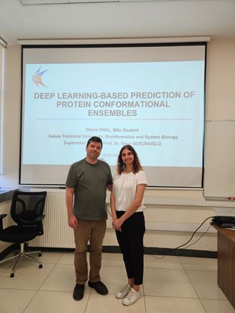 Dilara Önal with her supervisor after her thesis defense